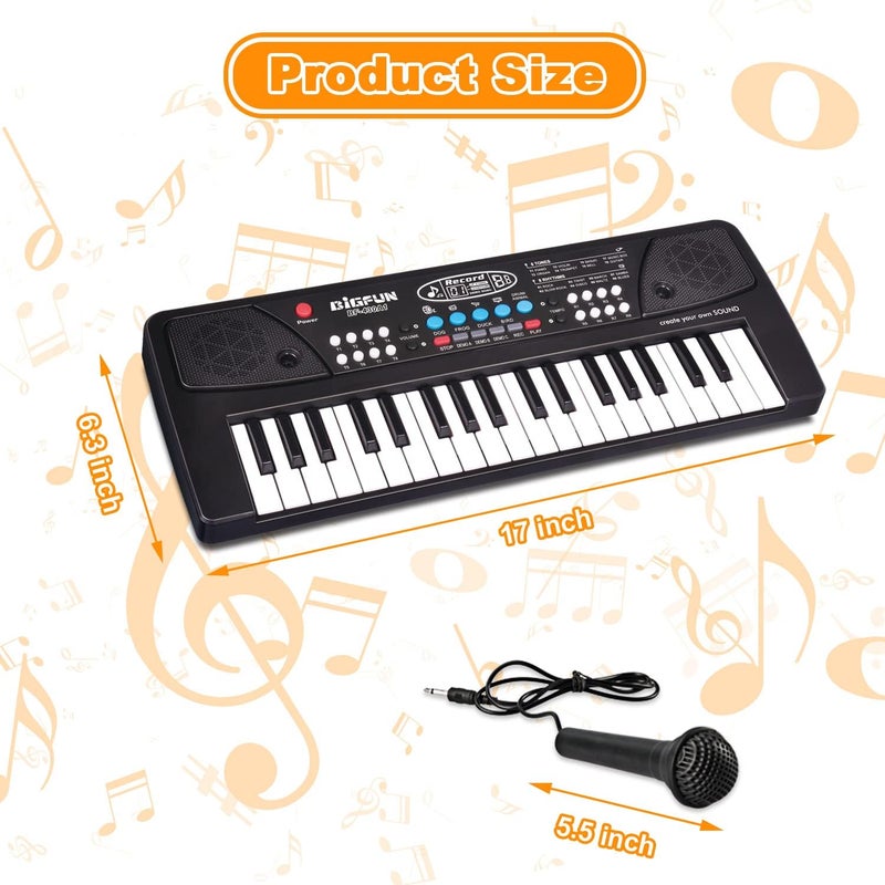 EOOLEOW Piano Keyboard for Kids, 37 Keys Portable Electronic Piano for kids with Microphone - Music Keyboard Piano Toys for 3 4 5 6 7 8 9 Year Old Boys and Girls (Black) - Image 2